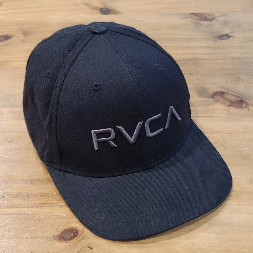 RVCA Hat Cap Snapback Black One Size Mid Fit Wool Blend Adjustable